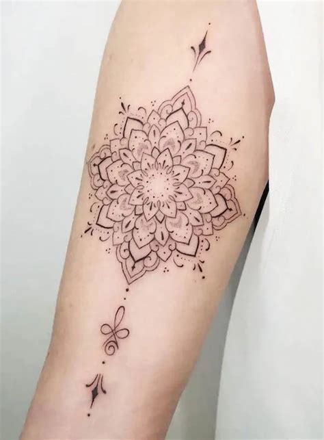 feminine mandala sleeve tattoo|fine line mandala tattoo.